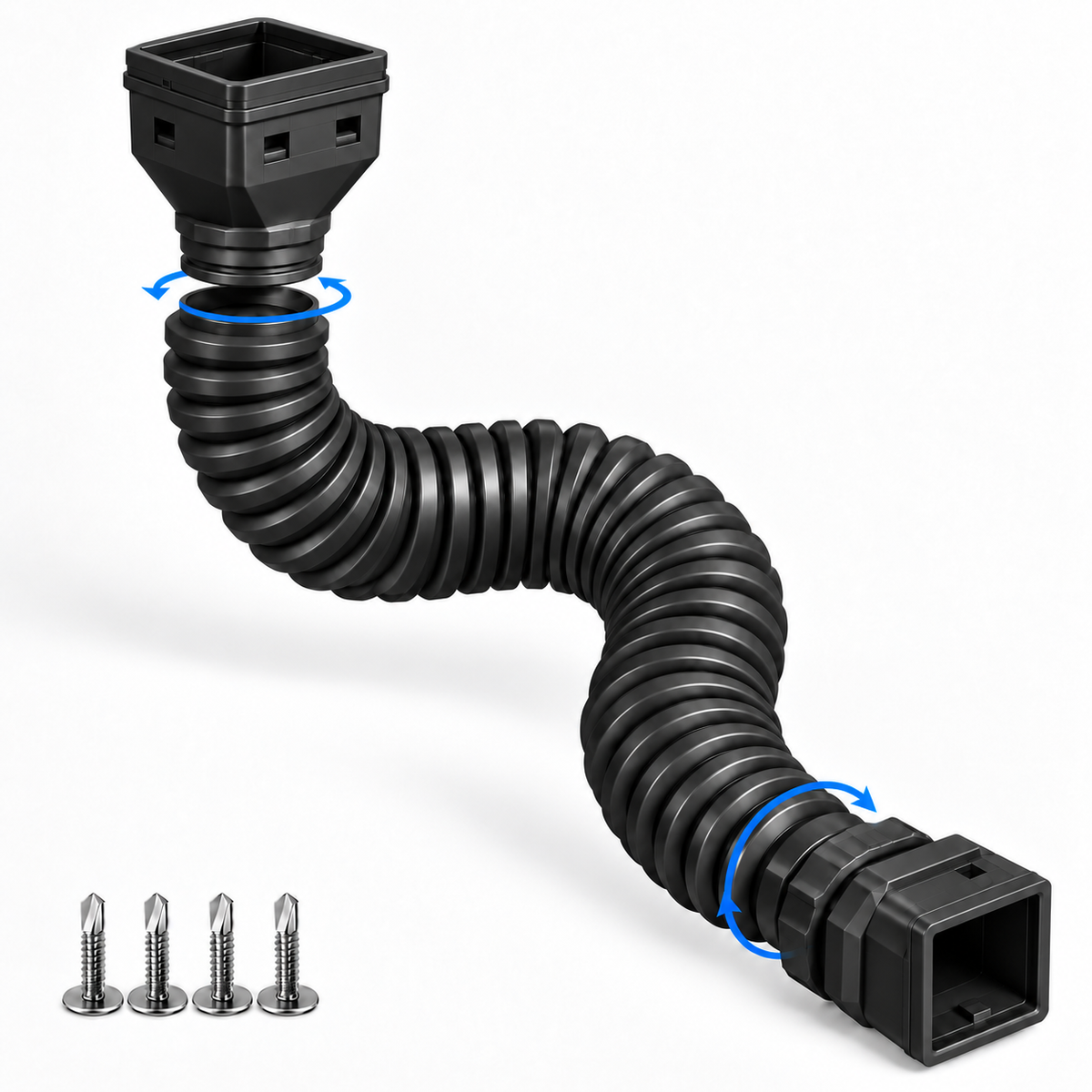 🏡 Flexible Rain Gutter Downspout Extension Kit – Adjustable 22"-63" Drain Pipe with Leaf Filter for Foundation Protection