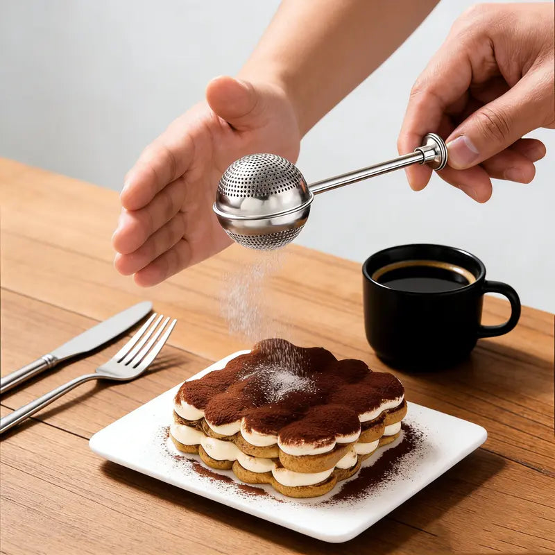 🔥Qylinacosh®Stainless Steel Powdered Sugar Shaker with Spring-Operated Handle