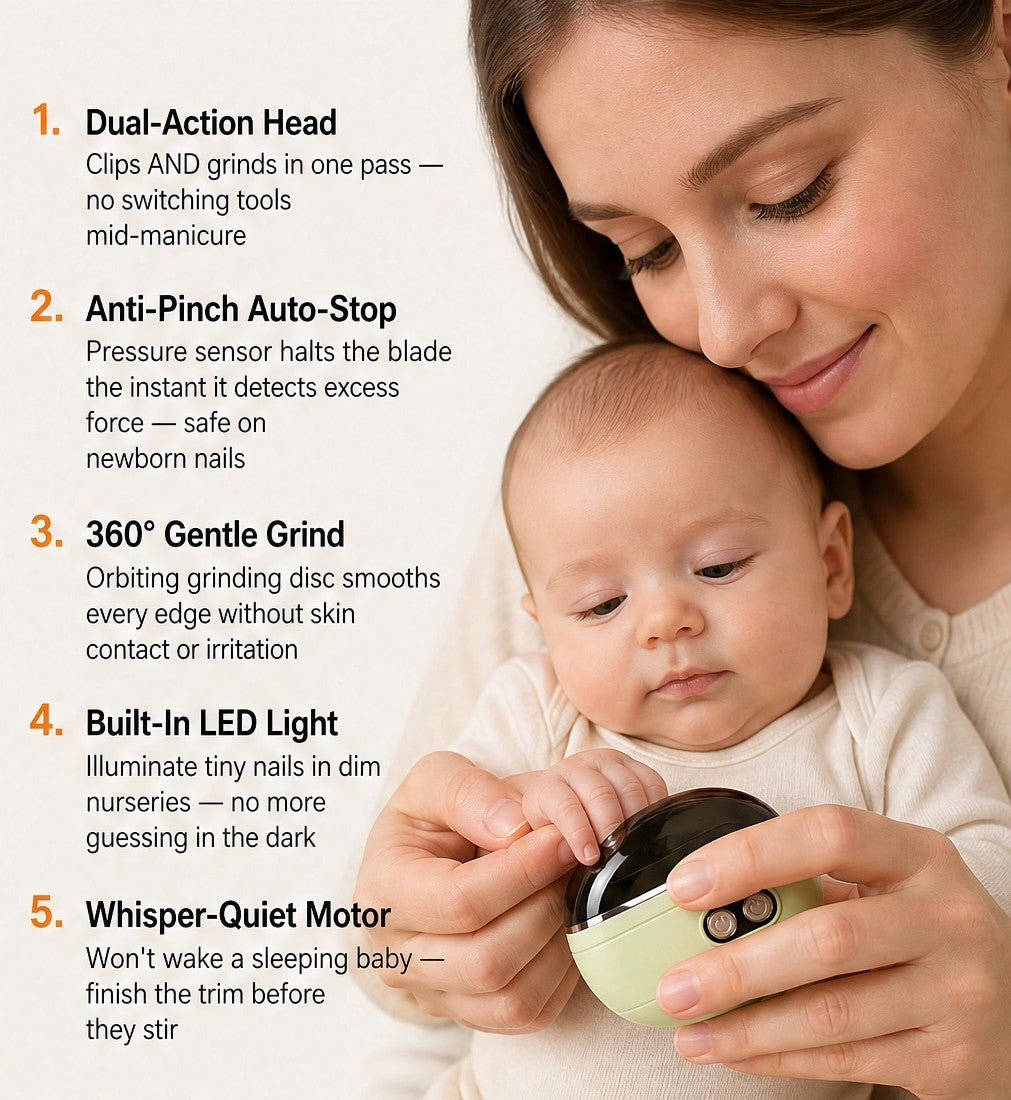 Qylinacosh®– 2-in-1 Electric Nail Clipper & Grinder with Auto-Stop and LED Light + 50% OFF