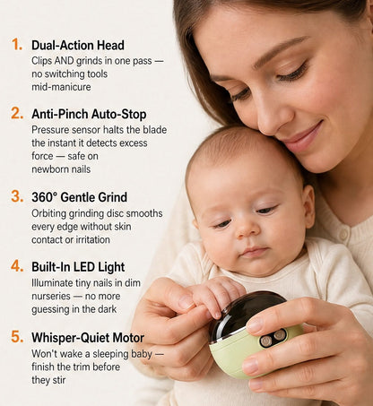 Qylinacosh®– 2-in-1 Electric Nail Clipper & Grinder with Auto-Stop and LED Light + 50% OFF