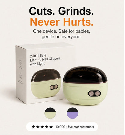 Qylinacosh®– 2-in-1 Electric Nail Clipper & Grinder with Auto-Stop and LED Light + 50% OFF