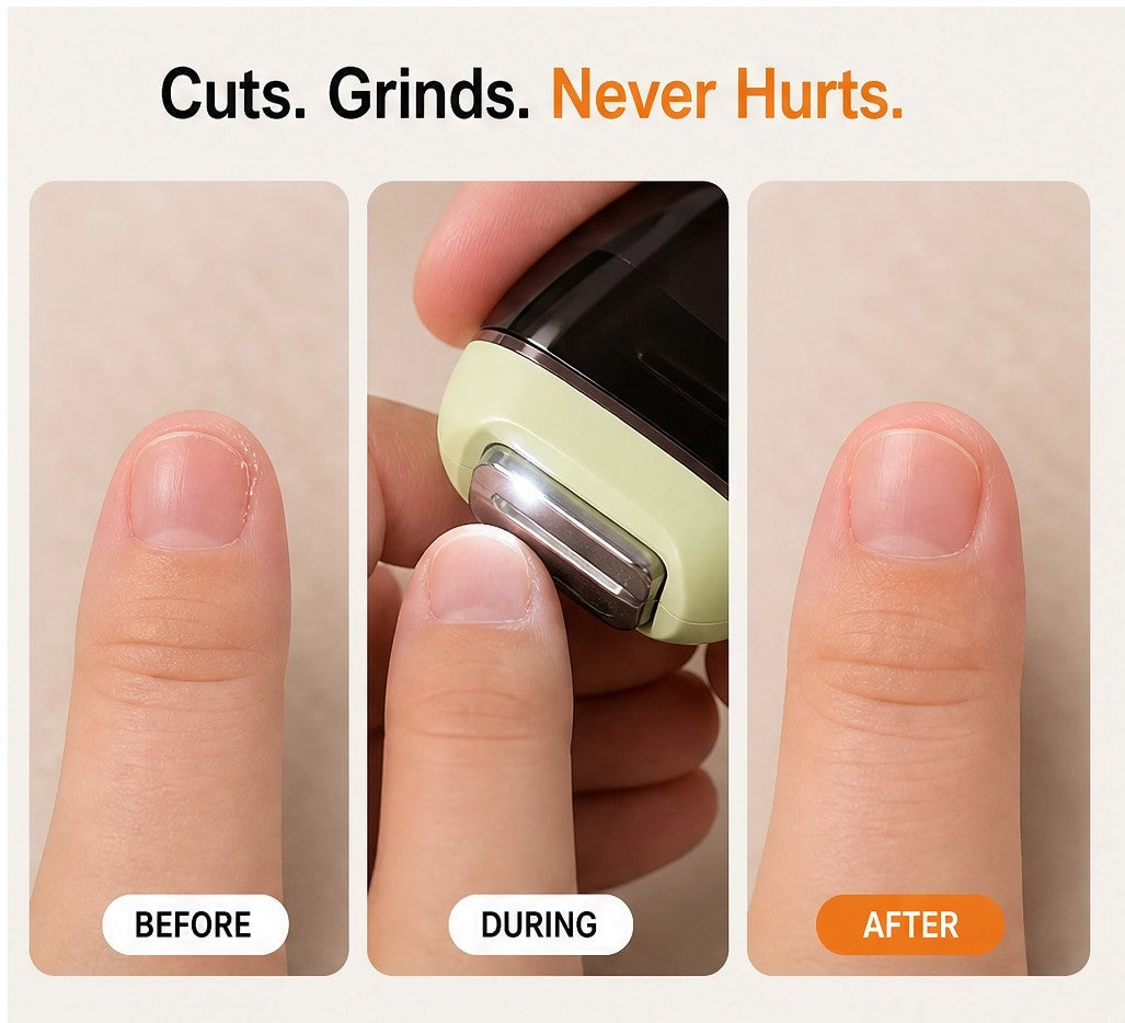 Qylinacosh®– 2-in-1 Electric Nail Clipper & Grinder with Auto-Stop and LED Light + 50% OFF