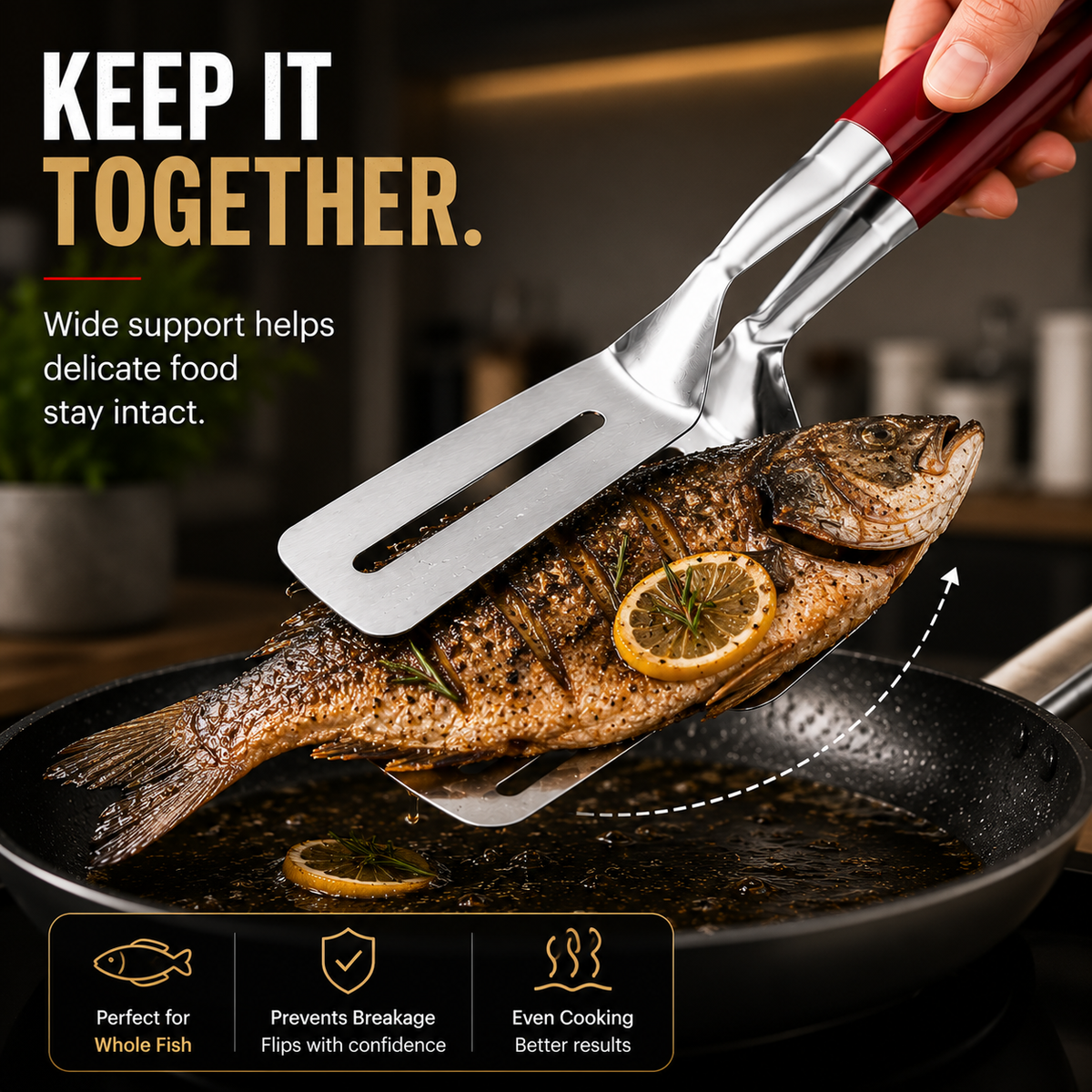 LAST DAY 50% OFF 🍳Qylinacosh®  2-in-1 Stainless Steel Spatula Tongs – Grip, Flip & Serve