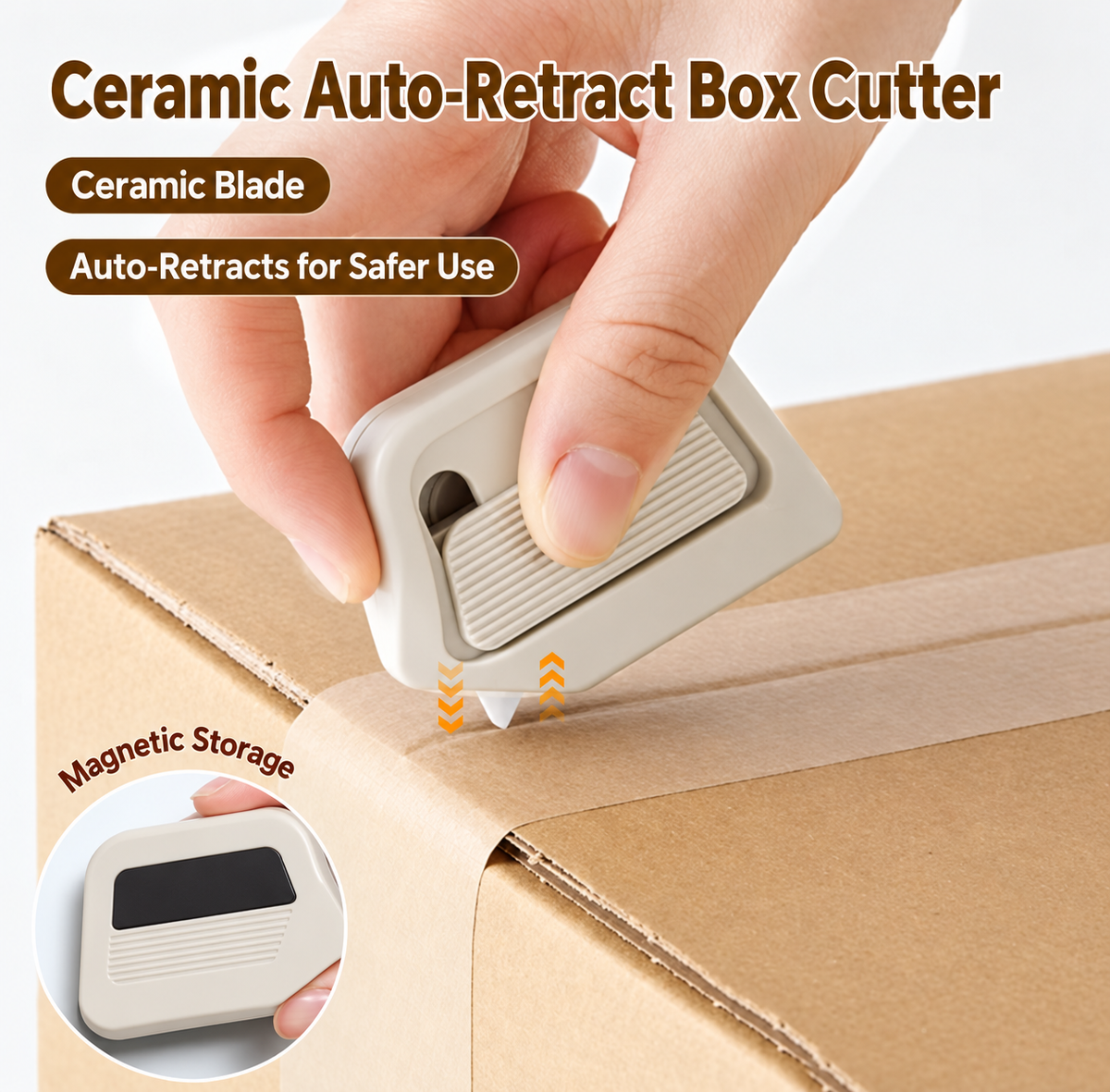 Magnetic Auto-Retract Safety Box Cutter – Compact Package Opener