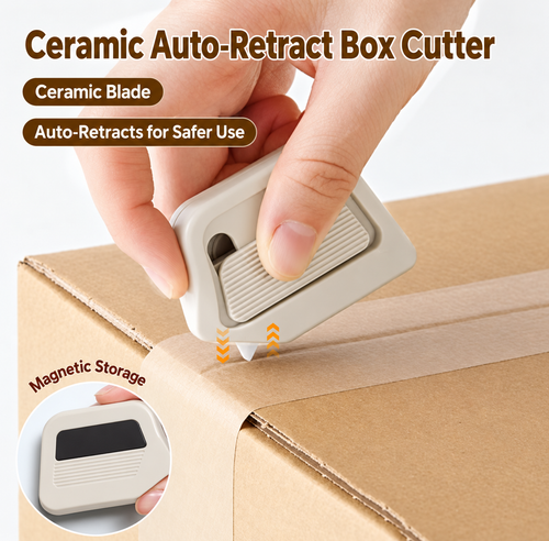 Magnetic Auto-Retract Safety Box Cutter – Compact Package Opener
