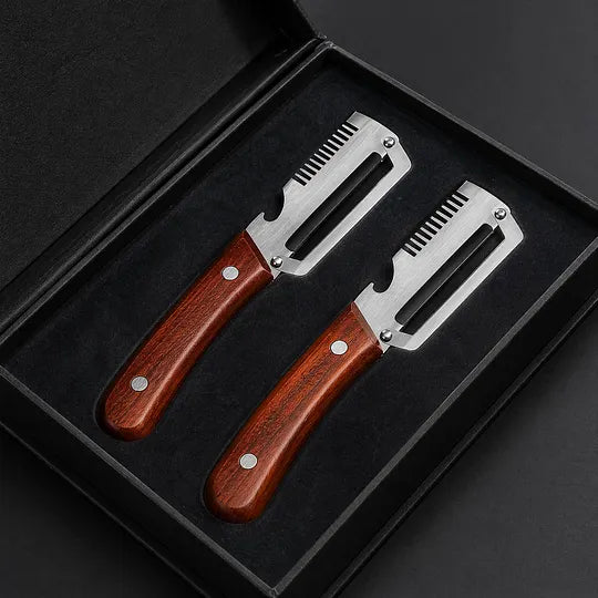 🌾LAST DAY 50% OFF-✨3-in-1 Stainless Steel Vegetable Peeler with Wooden Handle
