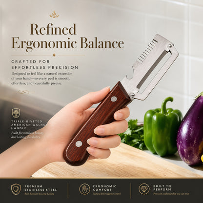 🌾LAST DAY 50% OFF-✨3-in-1 Stainless Steel Vegetable Peeler with Wooden Handle