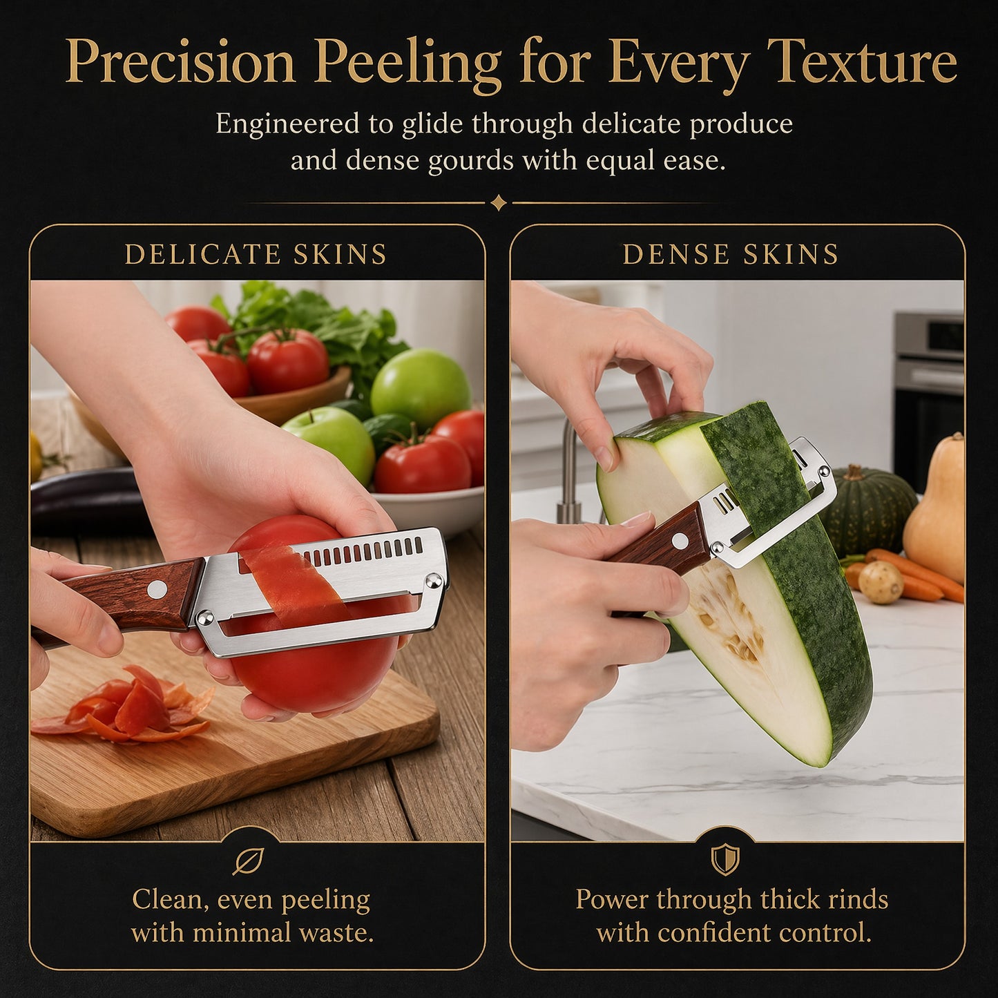 🌾LAST DAY 50% OFF-✨3-in-1 Stainless Steel Vegetable Peeler with Wooden Handle