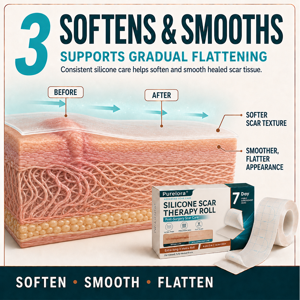 ✨💯® SILICONE SCAR THERAPY ROLL Help Soften, Flatten & Improve the Appearance of Raised Scars
