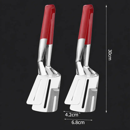 LAST DAY 50% OFF 🍳Qylinacosh®  2-in-1 Stainless Steel Spatula Tongs – Grip, Flip & Serve