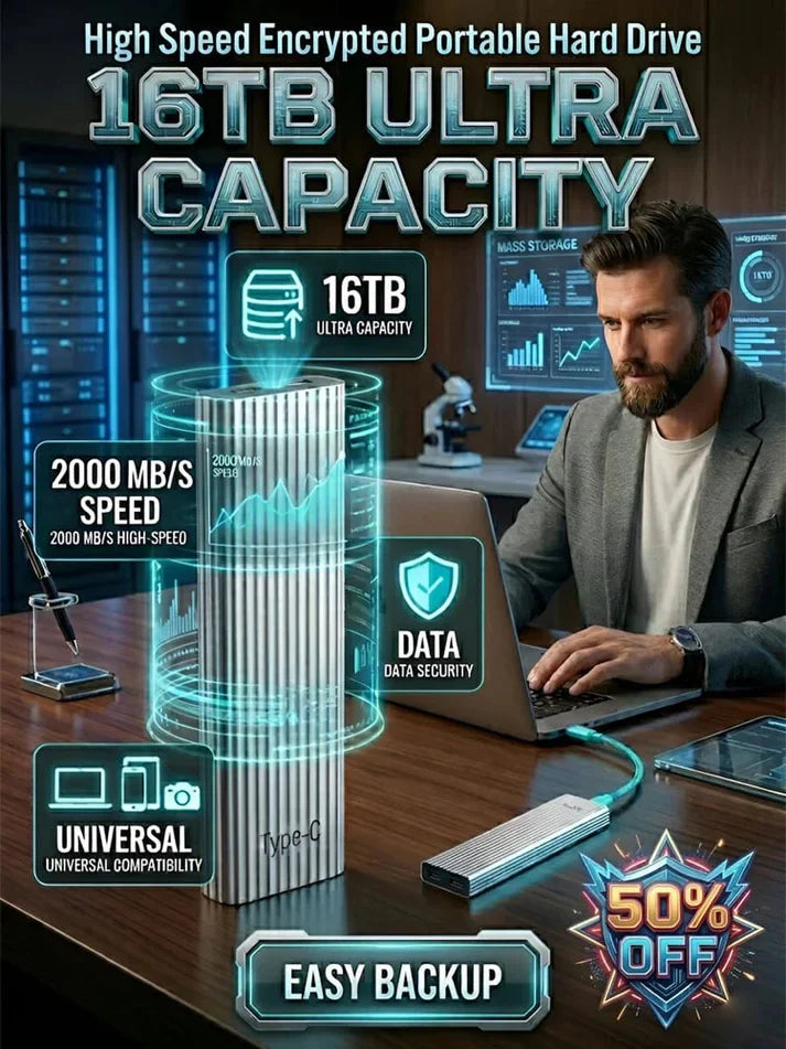 🏆Flash Sale⚡ 50K+ SOLD! Almost Gone-💖16TB Large-Capacity Type-C Portable Mini SSD