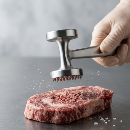 Qylinacosh Premium Dual-Sided Meat Tenderizer - Heavy Duty Stainless Steel Meat Hammer & Pounder - Professional Tool for Flattening & Tenderizing Steak, Chicken, and Pork
