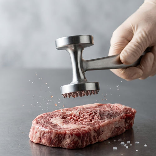 Qylinacosh Premium Dual-Sided Meat Tenderizer - Heavy Duty Stainless Steel Meat Hammer & Pounder - Professional Tool for Flattening & Tenderizing Steak, Chicken, and Pork