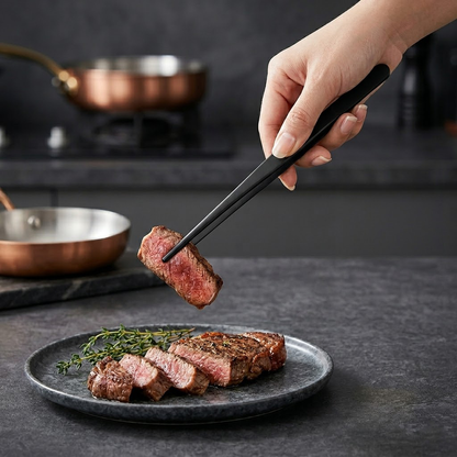 Qylinacosh | Elite Precision Kitchen Tweezers - Matte Black Stainless Steel Culinary Tongs