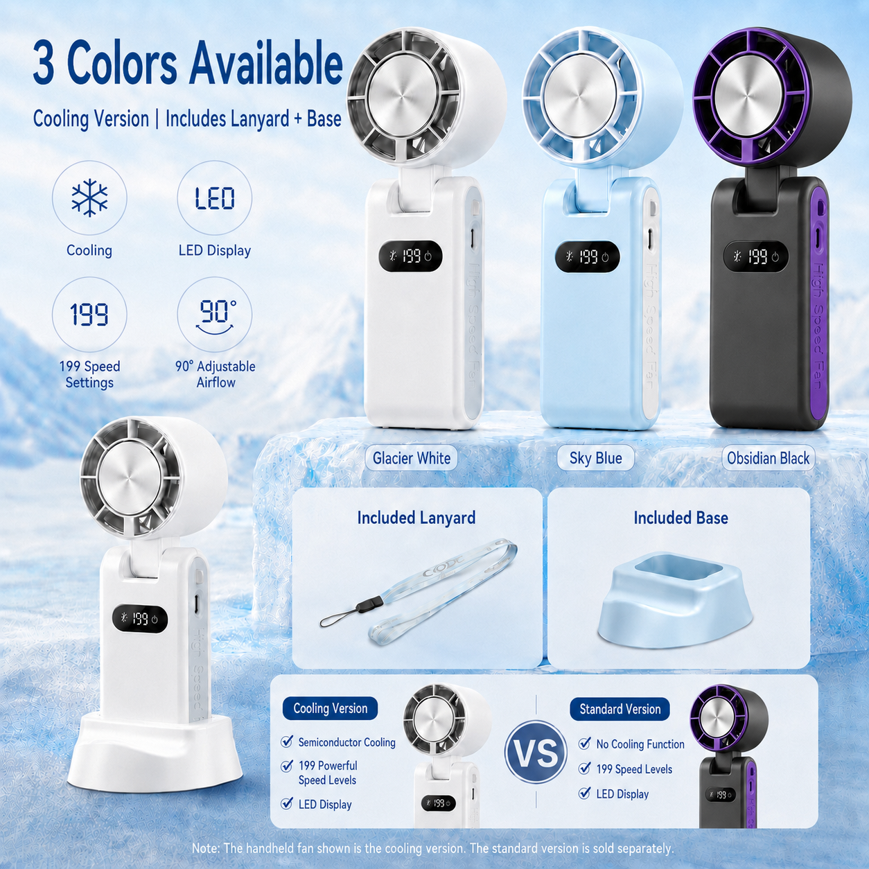 ☀️Portable Ice-Cooling Handheld Fan with 199 Speed Levels