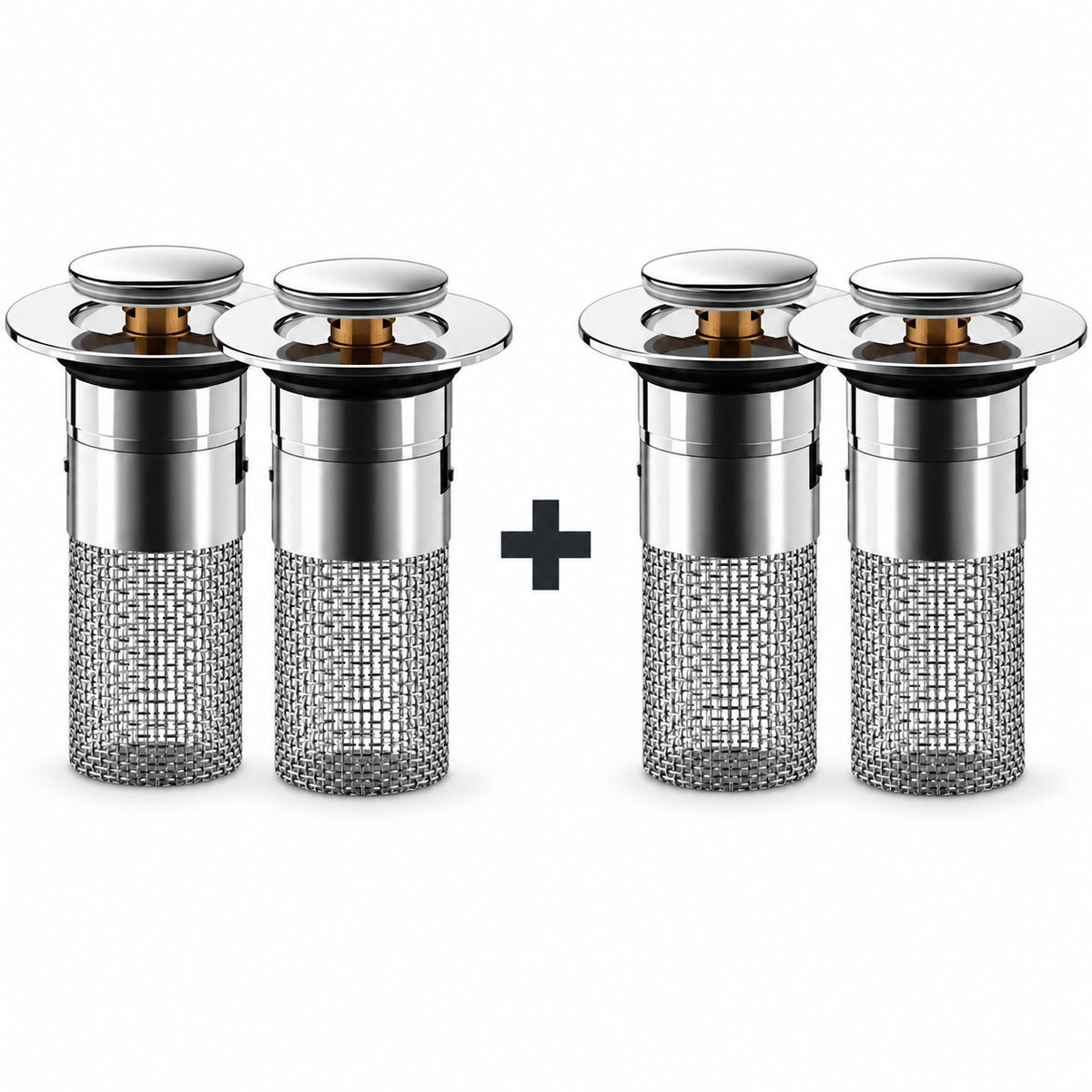 Pop-Up Sink Drain Stopper with Stainless Steel Hair Catcher