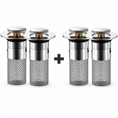 Pop-Up Sink Drain Stopper with Stainless Steel Hair Catcher