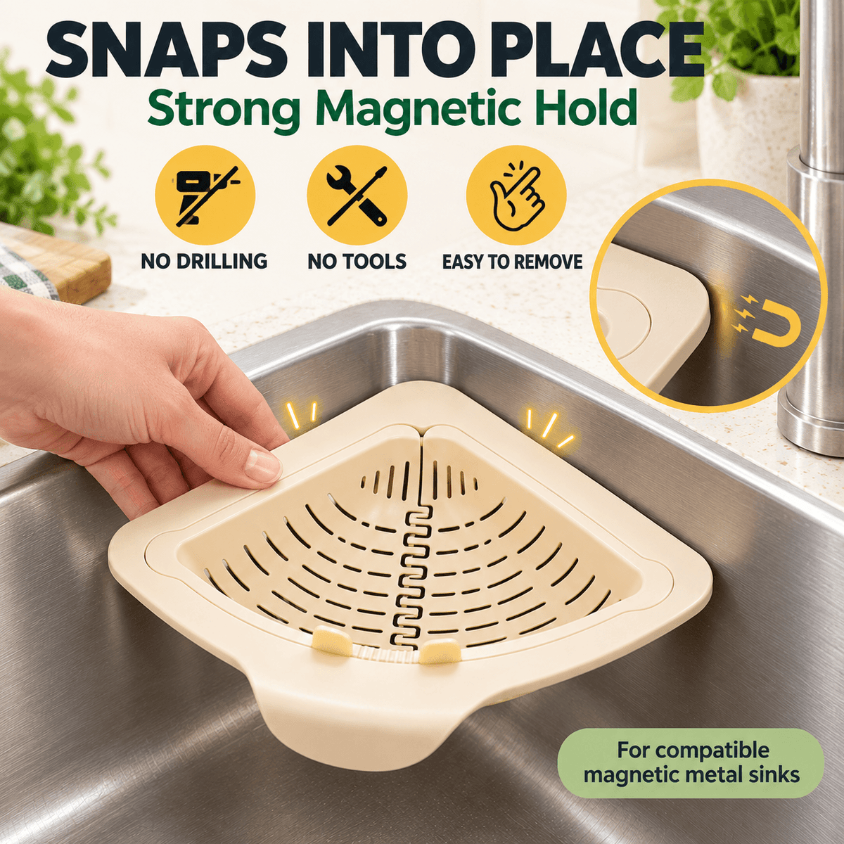 Magnetic Corner Sink Strainer Basket