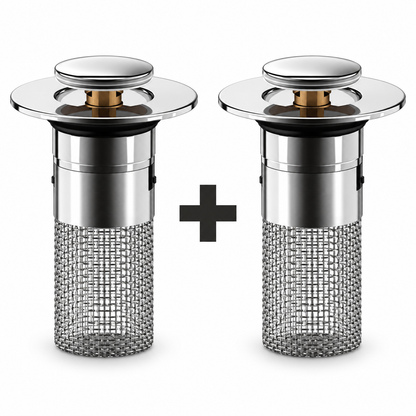Pop-Up Sink Drain Stopper with Stainless Steel Hair Catcher