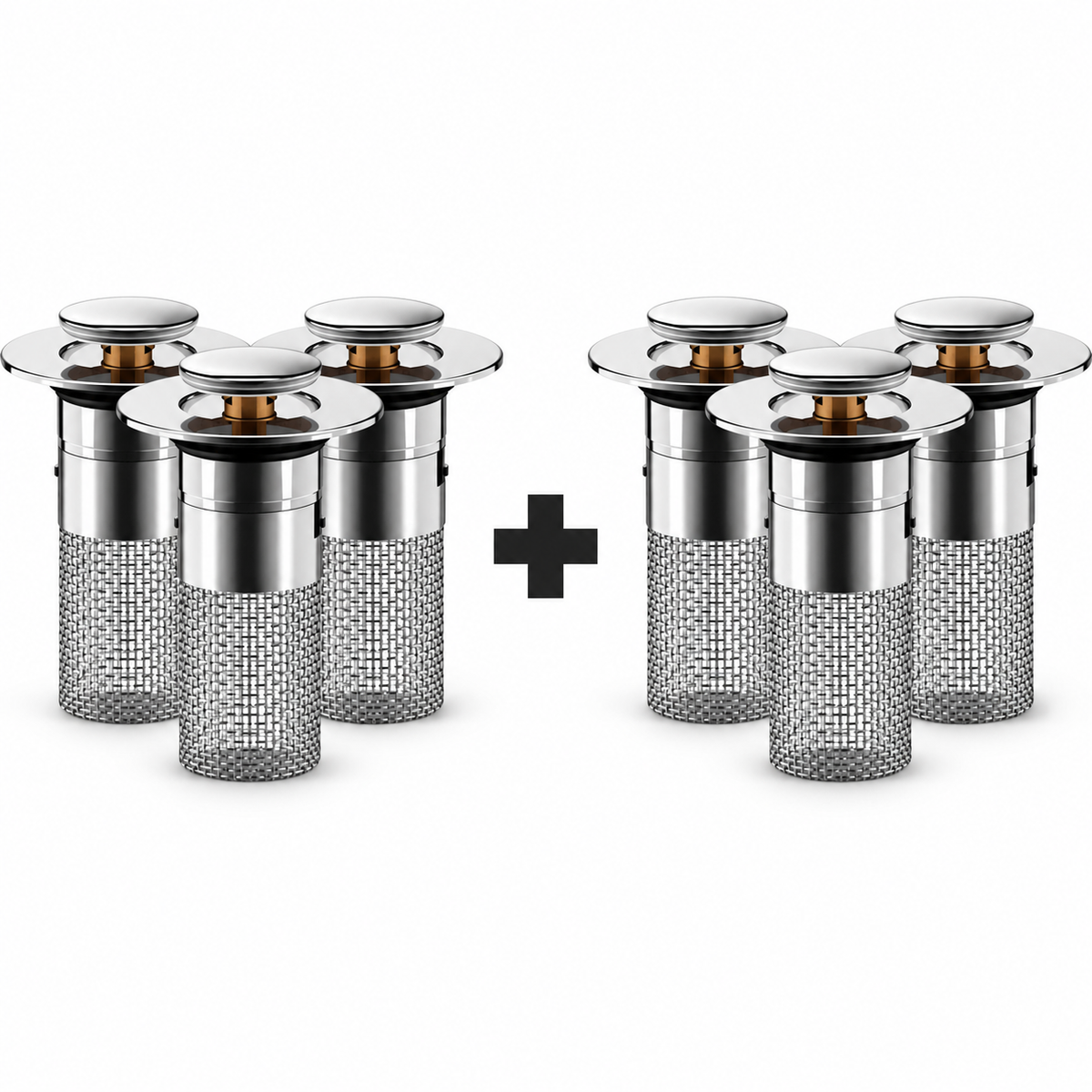 Pop-Up Sink Drain Stopper with Stainless Steel Hair Catcher