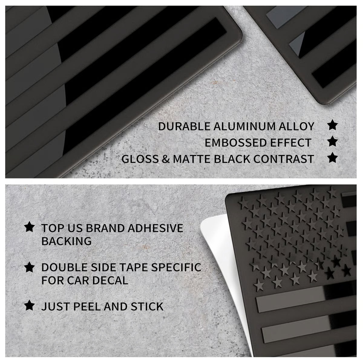 Qylinacosh.com® 3D American Flag Emblem Decal - Aluminum Alloy Material (Not Plastic)