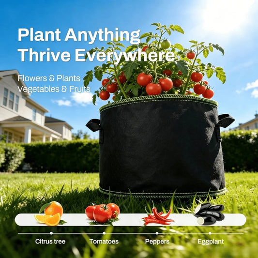 🌱Elyviana 5-Pack 5 Gallon Grow Bags – Heavy Duty Aeration Fabric Pots🪴