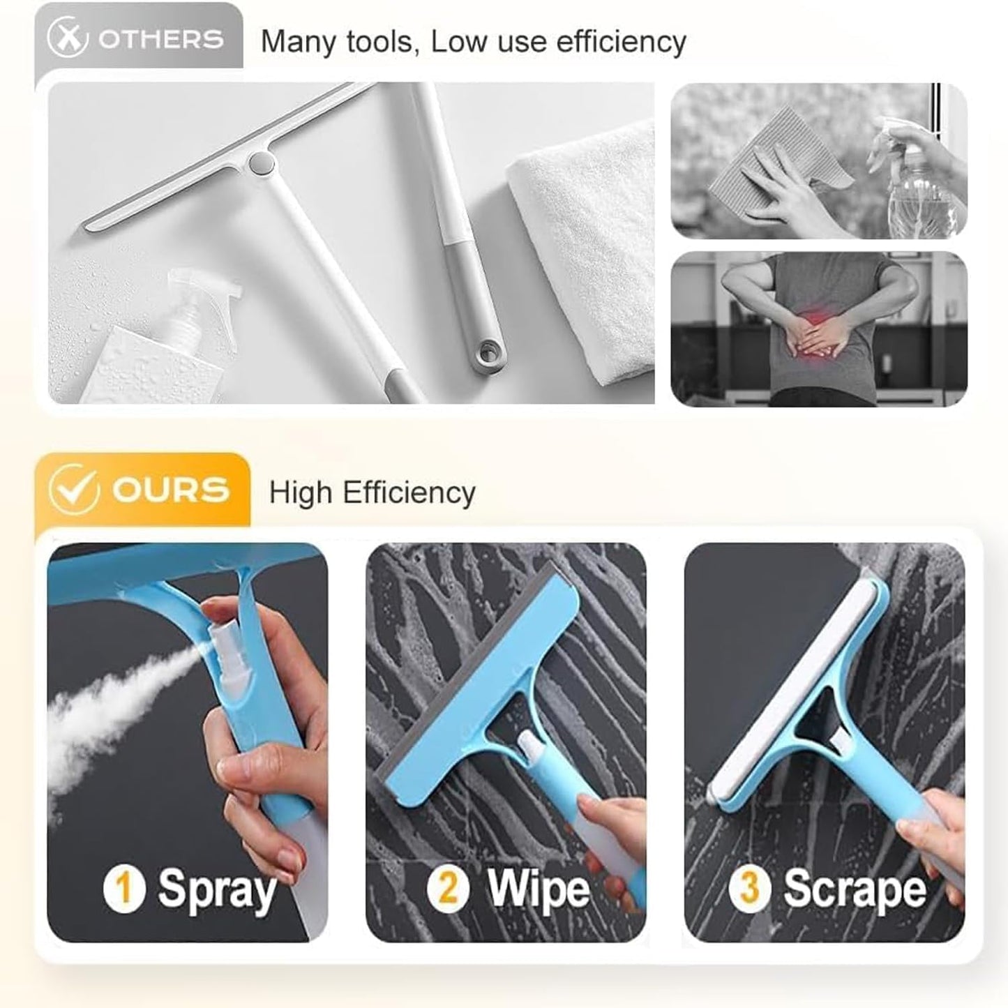 💖Achieve Crystal Clear Windows in Seconds – No Streaks, No Mess, No Extra Tools✨ Streak-Free 3-in-1 Glass Cleaner – Spray, Wipe & Scrape for a Perfect Finish! 🧽-Free shipping on orders over $35