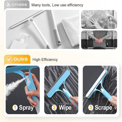 💖Achieve Crystal Clear Windows in Seconds – No Streaks, No Mess, No Extra Tools✨ Streak-Free 3-in-1 Glass Cleaner – Spray, Wipe & Scrape for a Perfect Finish! 🧽-Free shipping on orders over $35