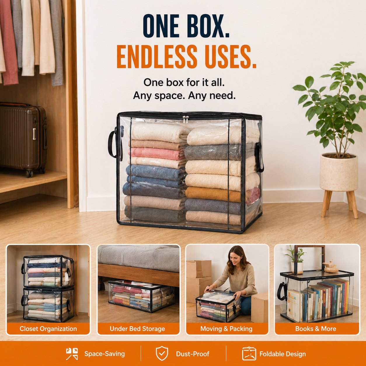 🎁💞LAST DAY 50% OFF ✨📦Qylinacosh®Large Heavy-Duty Thick Plastic Clear Storage