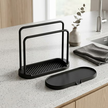 Qylinacosh Premium Kitchen Sink Caddy Organizer - Rustproof Stainless Steel Countertop Storage Rack with Dismountable Drain Tray - Ideal for Sponge, Soap, Brush, and Dish Cloth