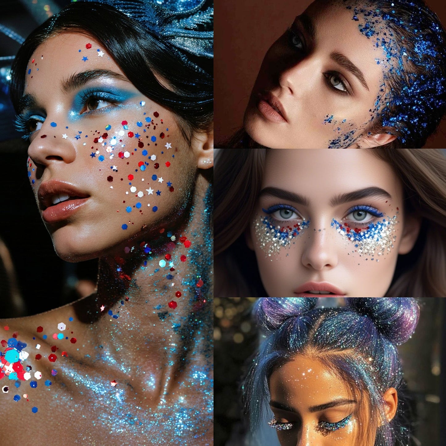 Elyviana Festival Rave Body & Face Glitter: High-Shine Star Sequins Cosmetic Makeup