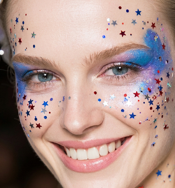 Elyviana Festival Rave Body & Face Glitter: High-Shine Star Sequins Cosmetic Makeup