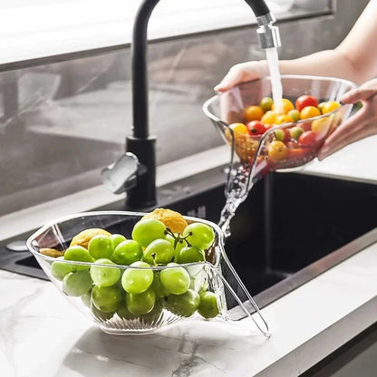 FreshBox produce basket with running water draining through the base