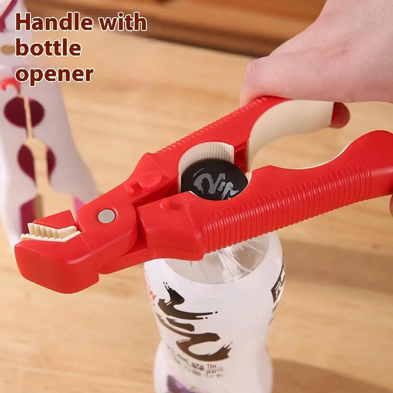 Plate clip used as a bottle opener