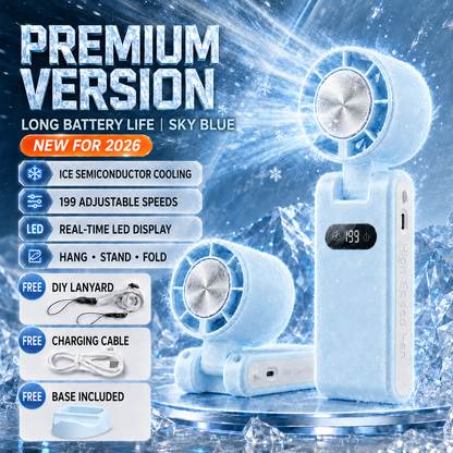 ☀️Portable Ice-Cooling Handheld Fan with 199 Speed Levels