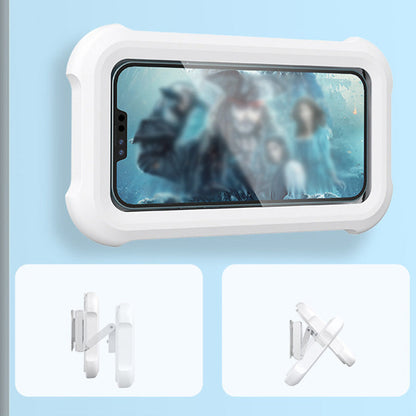 Retractable shower phone holder shown at adjustable viewing angles