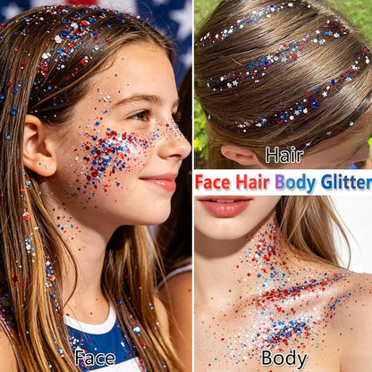 Elyviana Festival Rave Body & Face Glitter: High-Shine Star Sequins Cosmetic Makeup