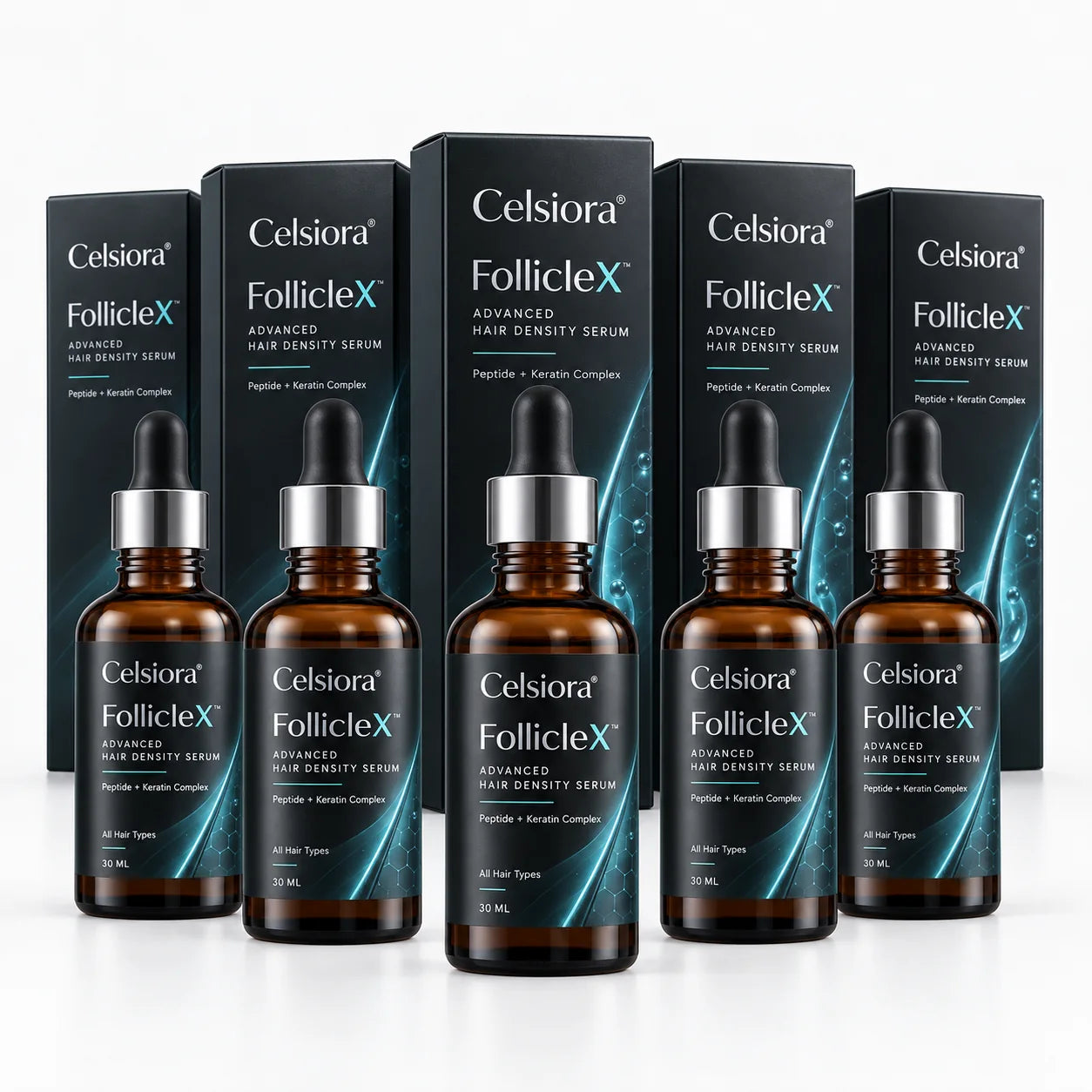 Five bottle Celsiora FollicleX routine